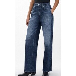 Rag & Bone Miramar Wide Leg Pants Terry Dark Wash Sweats Jeans Petra XS